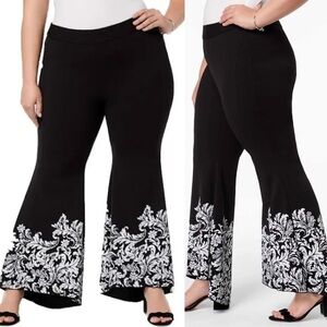 INC International Concepts NWT Plus Size Printed Tulip Hem Pants Black Size 18W